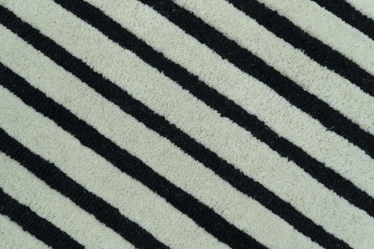 Modern Geometrical Pattern Black And White Hand Tufted Custom Made wool rug.