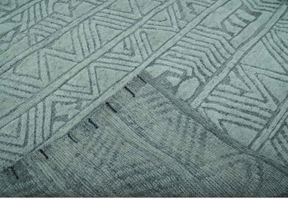 Modern Geometrical Silver and Gray Chevron Design Hand Carved  wool Rug.