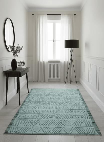 Modern Geometrical Silver and Gray Chevron Design Hand Carved  wool Rug.