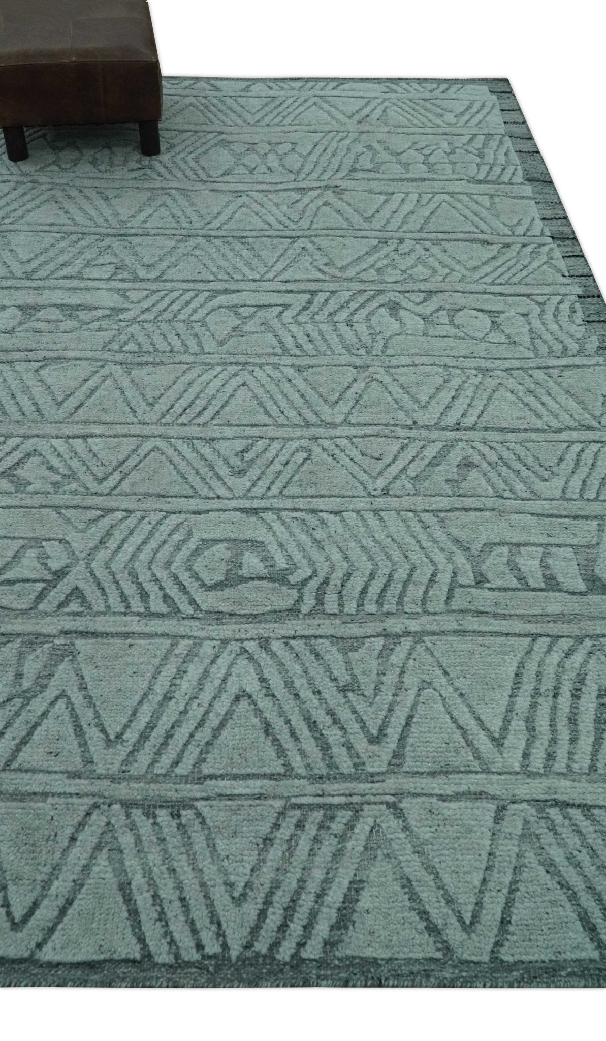 Modern Geometrical Silver and Gray Chevron Design Hand Carved  wool Rug.