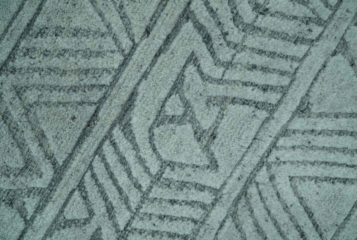 Modern Geometrical Silver and Gray Chevron Design Hand Carved  wool Rug.