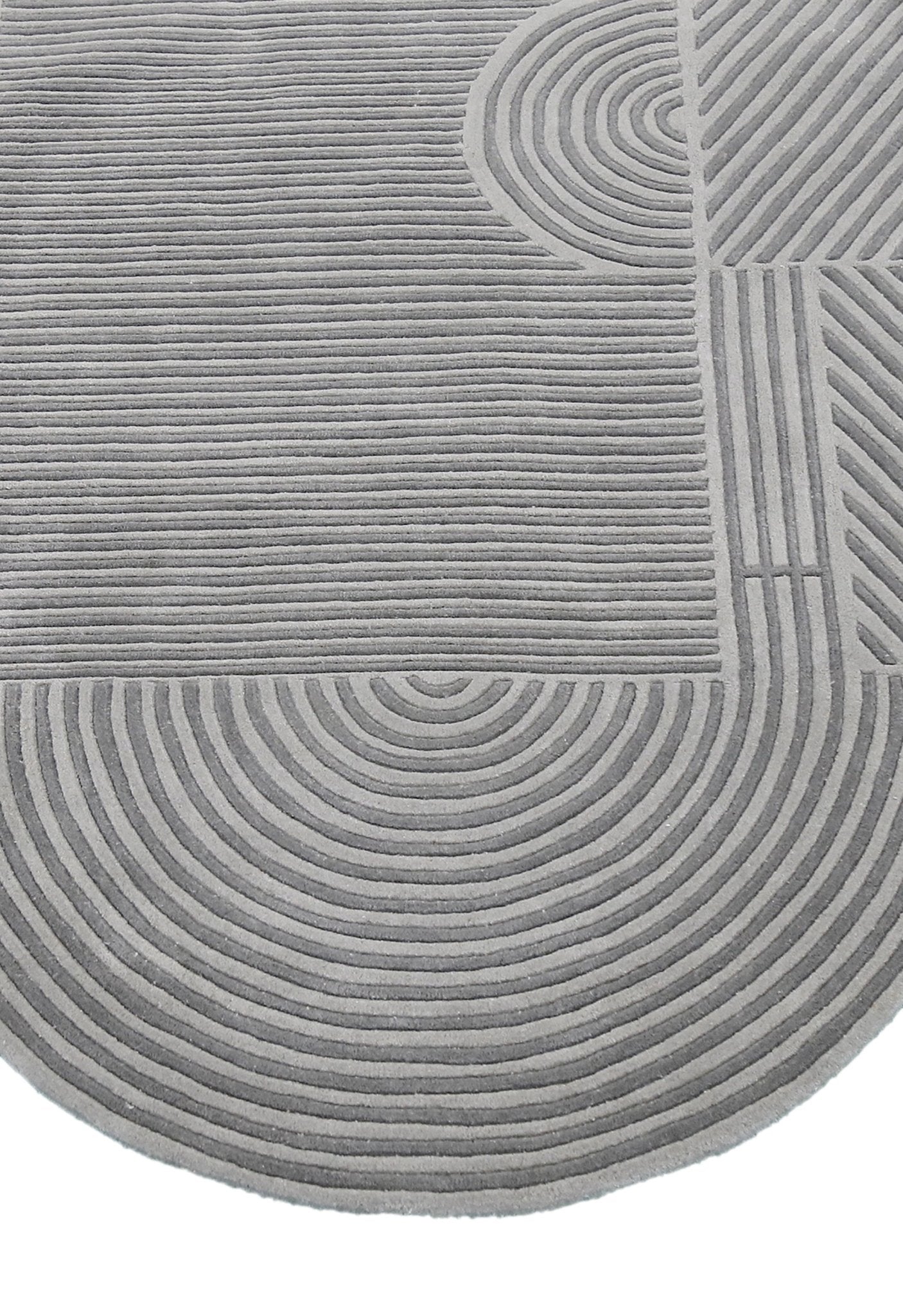 Modern Grey Lines Hand Tufted 5x7 Wool Area Rug