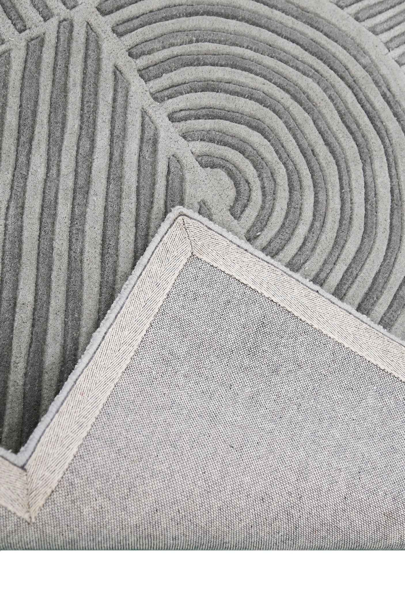 Modern Grey Lines Hand Tufted 5x7 Wool Area Rug