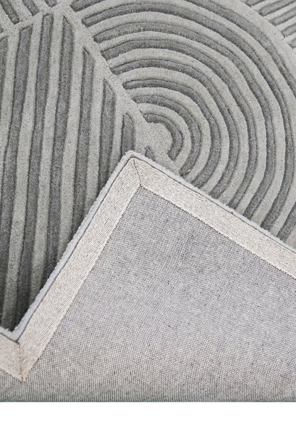 Modern Grey Lines Hand Tufted 5x7 Wool Area Rug