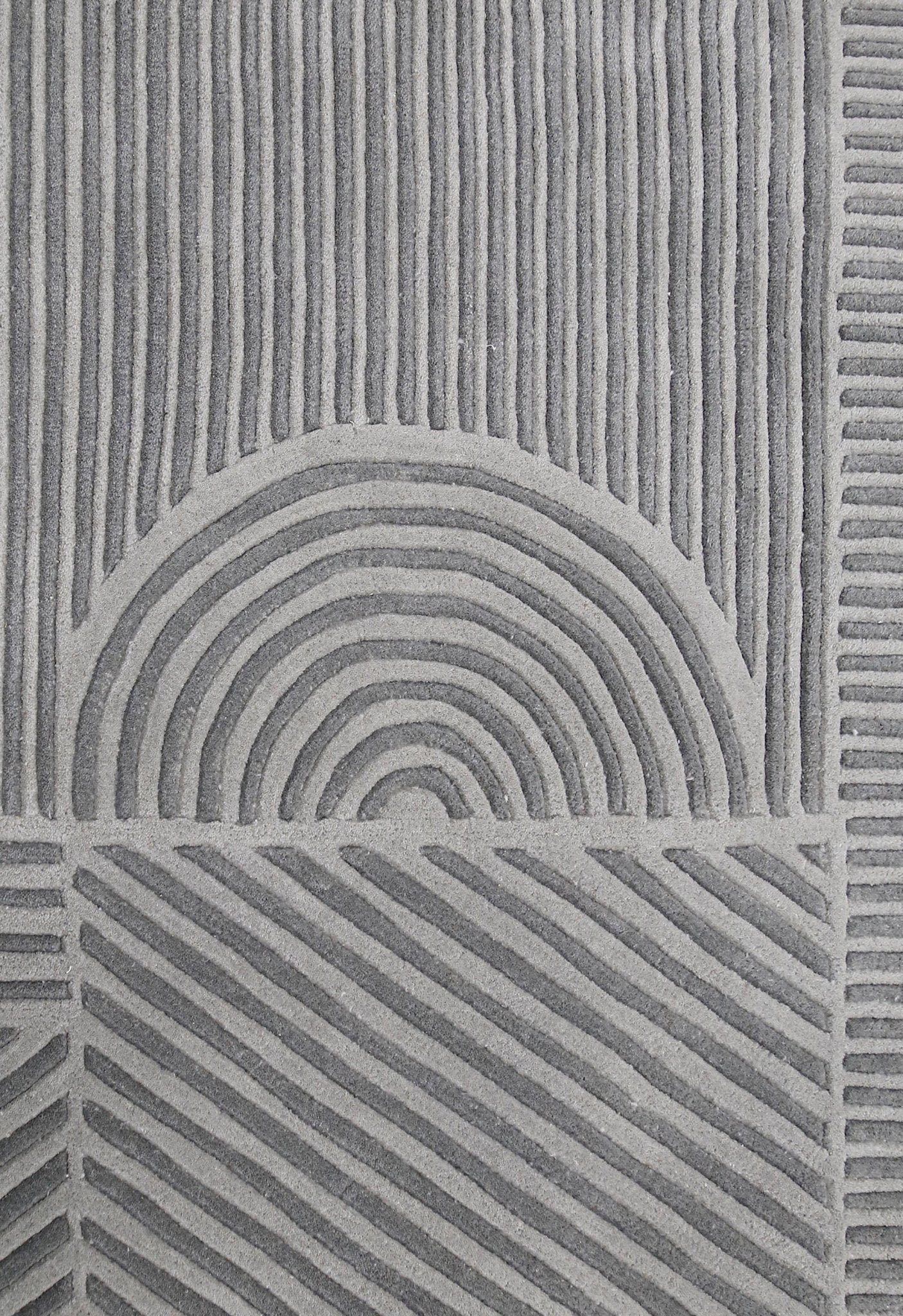 Modern Grey Lines Hand Tufted 5x7 Wool Area Rug