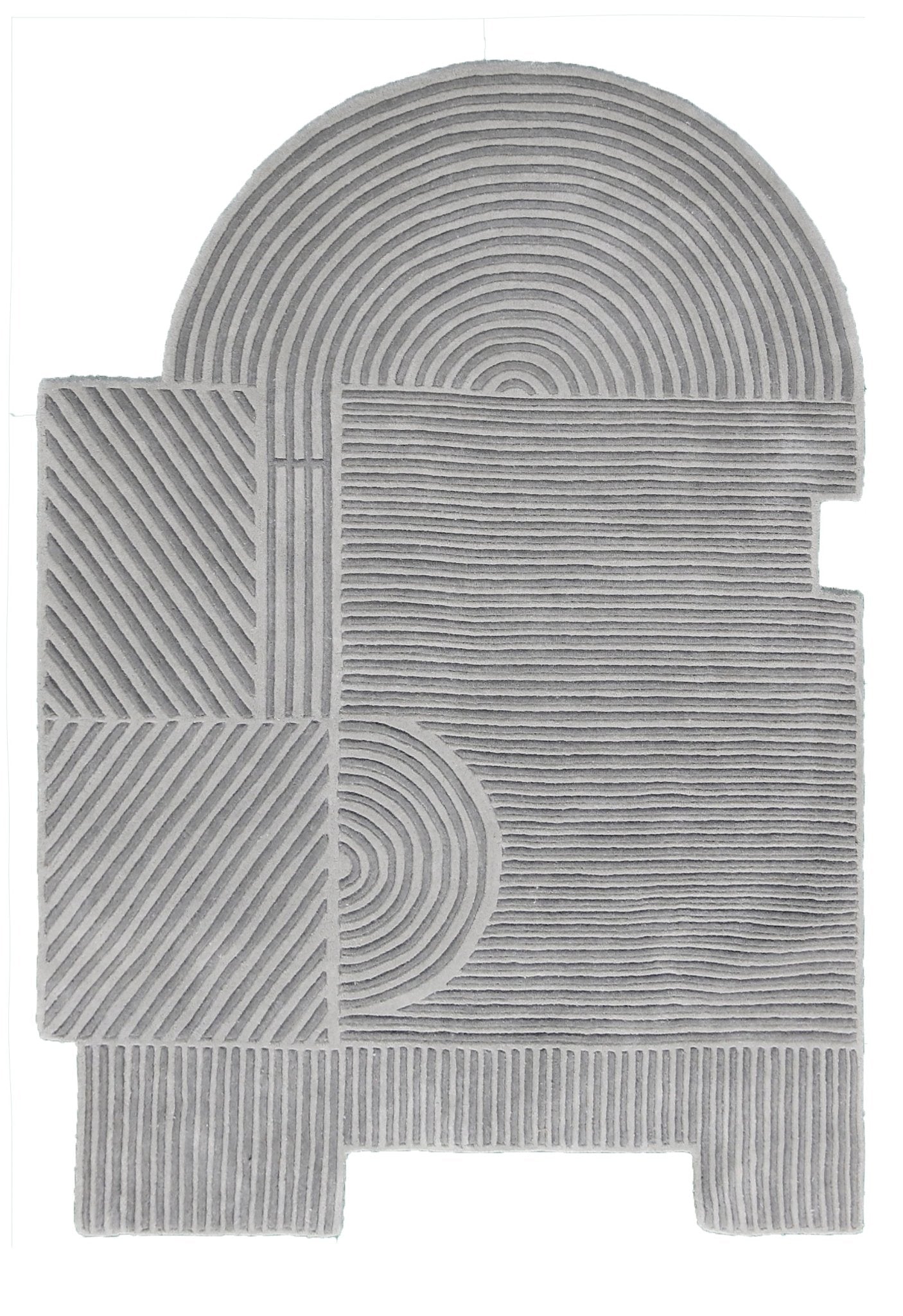Modern Grey Lines Hand Tufted 5x7 Wool Area Rug