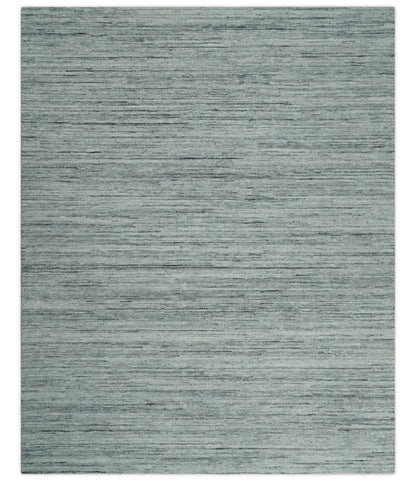 Modern Handloom Ivory, Charcoal, Silver 8x10 Contemporary Wool Area Rug