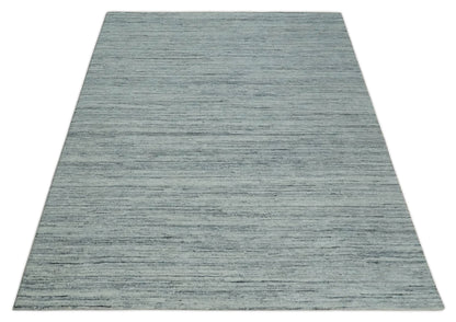 Modern Handloom Ivory, Charcoal, Silver 8x10 Contemporary Wool Area Rug