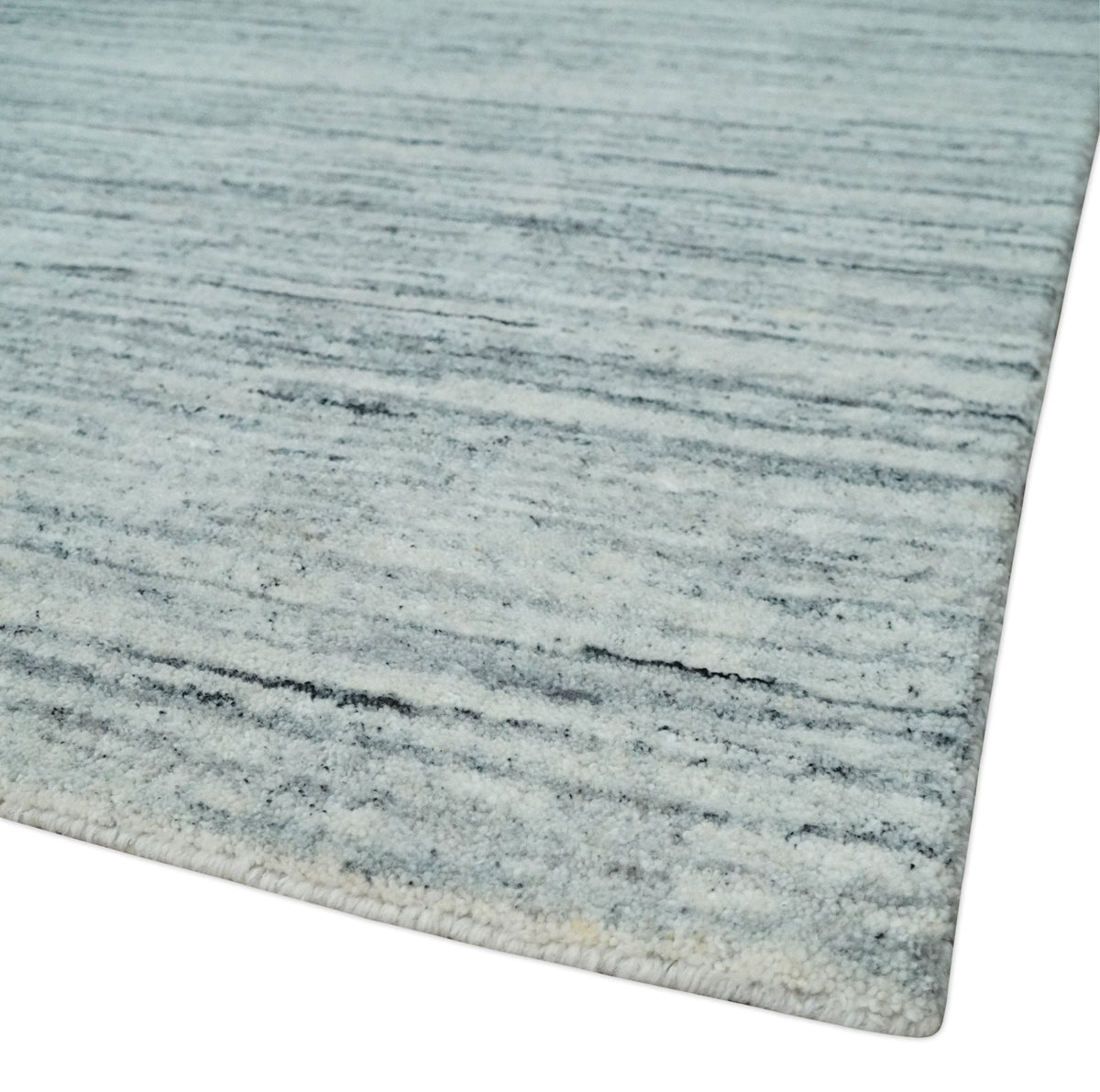 Modern Handloom Ivory, Charcoal, Silver 8x10 Contemporary Wool Area Rug