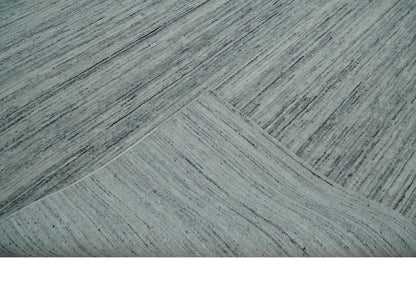 Modern Handloom Ivory, Charcoal, Silver 8x10 Contemporary Wool Area Rug