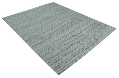 Modern Handloom Ivory, Charcoal, Silver 8x10 Contemporary Wool Area Rug
