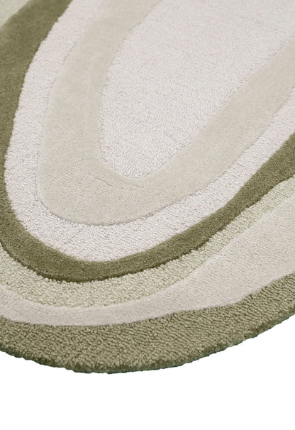Modern Layered Pattern Ivory Hand Tufted 5x7 Wool Rug