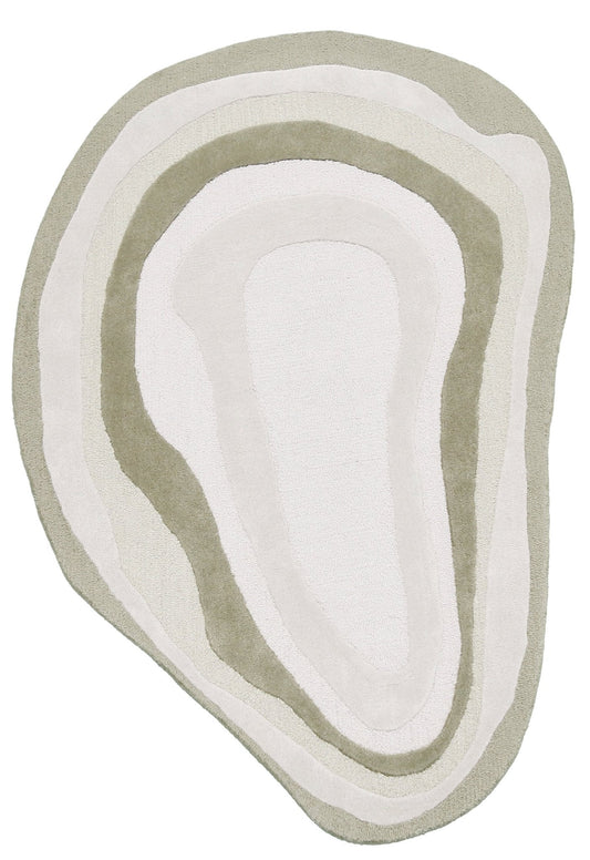 Modern Layered Pattern Ivory Hand Tufted 5x7 Wool Rug