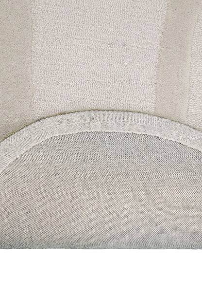 Modern Layered Pattern Ivory Hand Tufted 5x7 Wool Rug