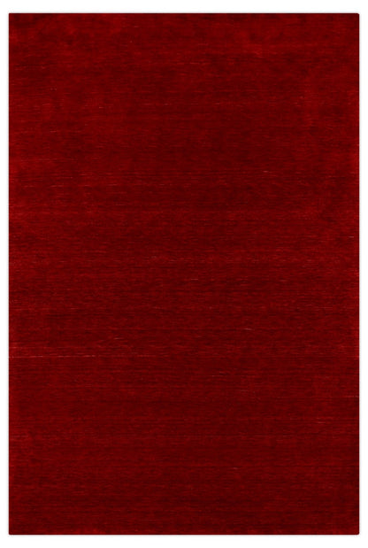 Modern Red Solid Design Hand Loomed Wool Area Rug.
