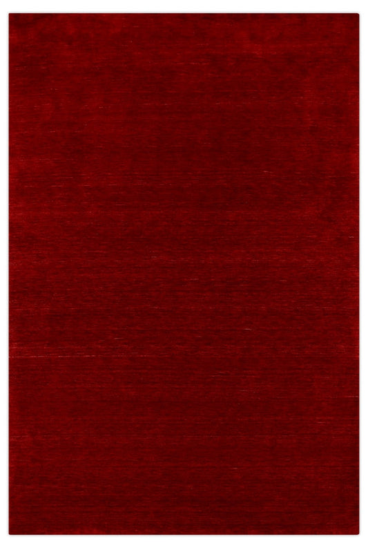 Modern Red Solid Design Hand Loomed Wool Area Rug.