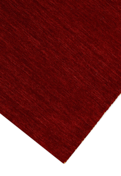 Modern Red Solid Design Hand Loomed Wool Area Rug.