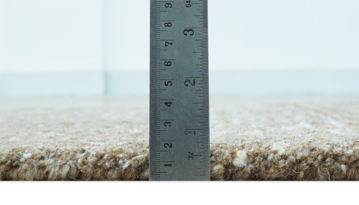 Modern Solid Design Natural Brown Hand Knotted Wool Rug.