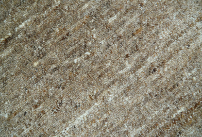 Modern Solid Design Natural Brown Hand Knotted Wool Rug.