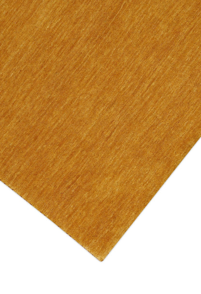 Modern Solid Gold Hand Loomed Wool Area Rug.