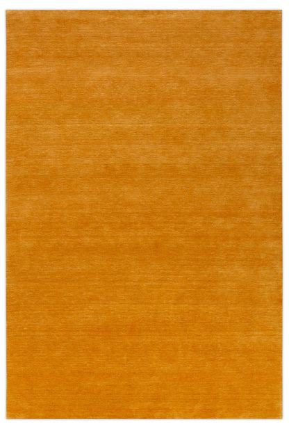 Modern Solid Gold Hand Loomed Wool Area Rug.