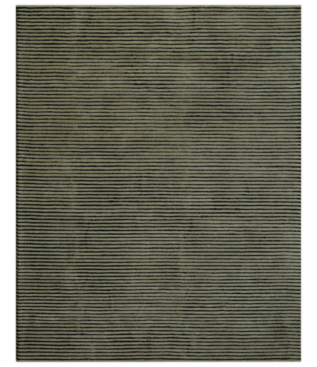Modern Stripes Design Black And Brown Hand Tufted Custom Made Wool Area Rug.