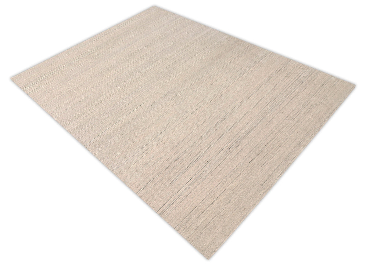 Modern Style Ivory Hand Loomed Wool Area Rug.