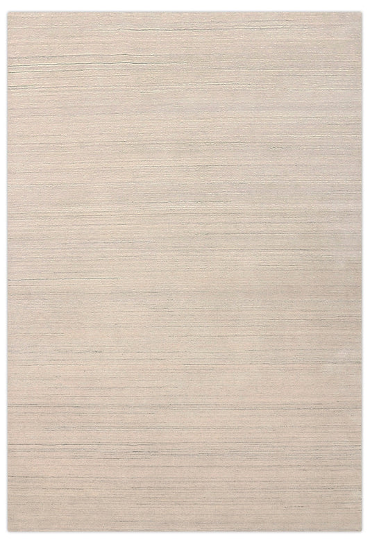 Modern Style Ivory Hand Loomed Wool Area Rug.