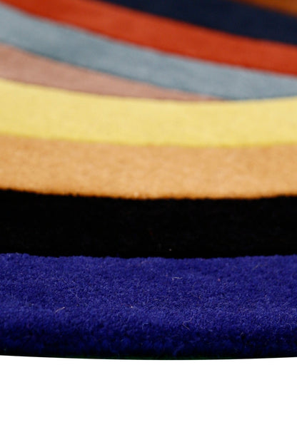 Modern Twin Rings Multicolor Hand Tufted 5x7 Wool Rug