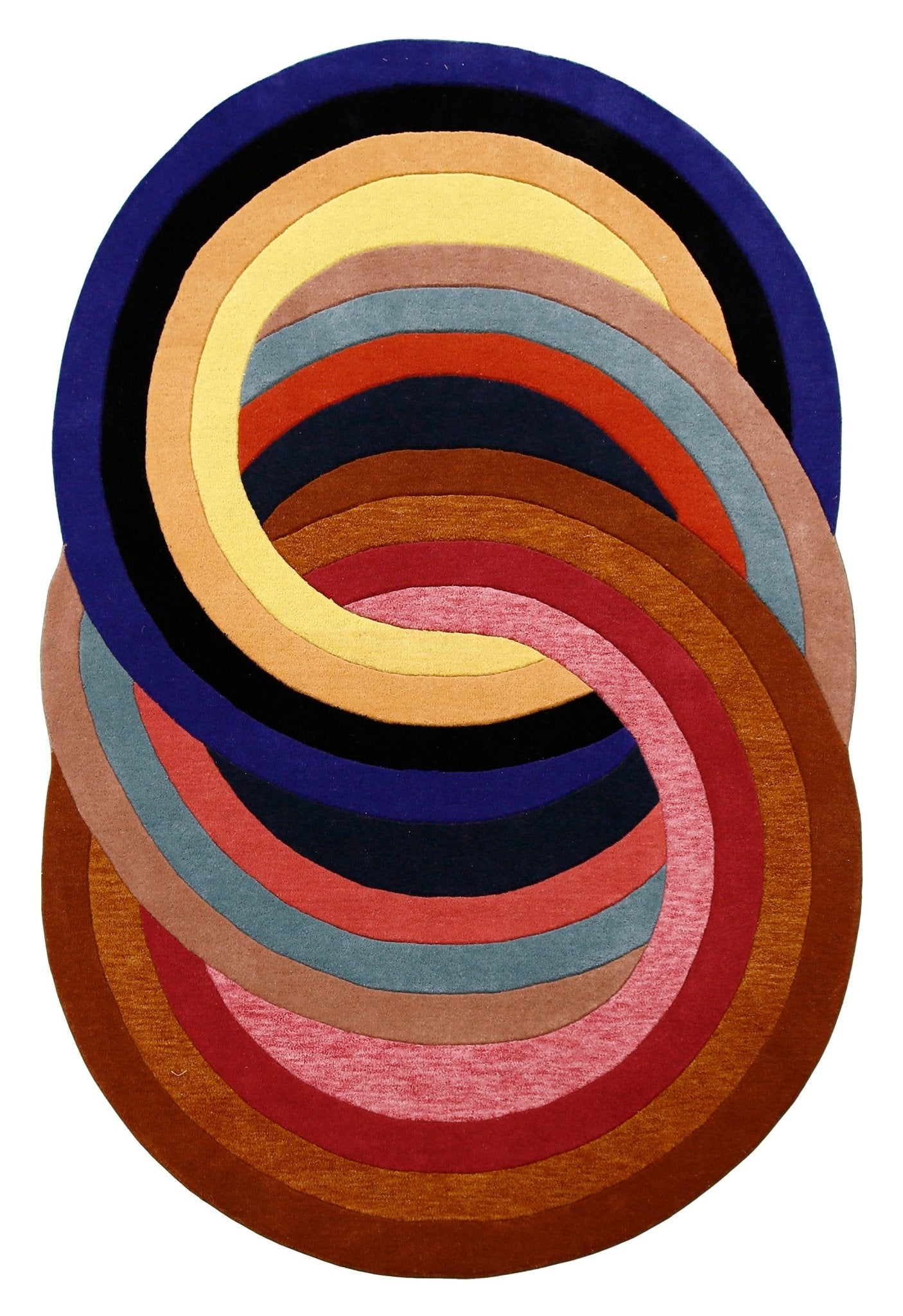 Modern Twin Rings Multicolor Hand Tufted 5x7 Wool Rug