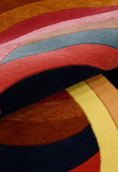 Modern Twin Rings Multicolor Hand Tufted 5x7 Wool Rug