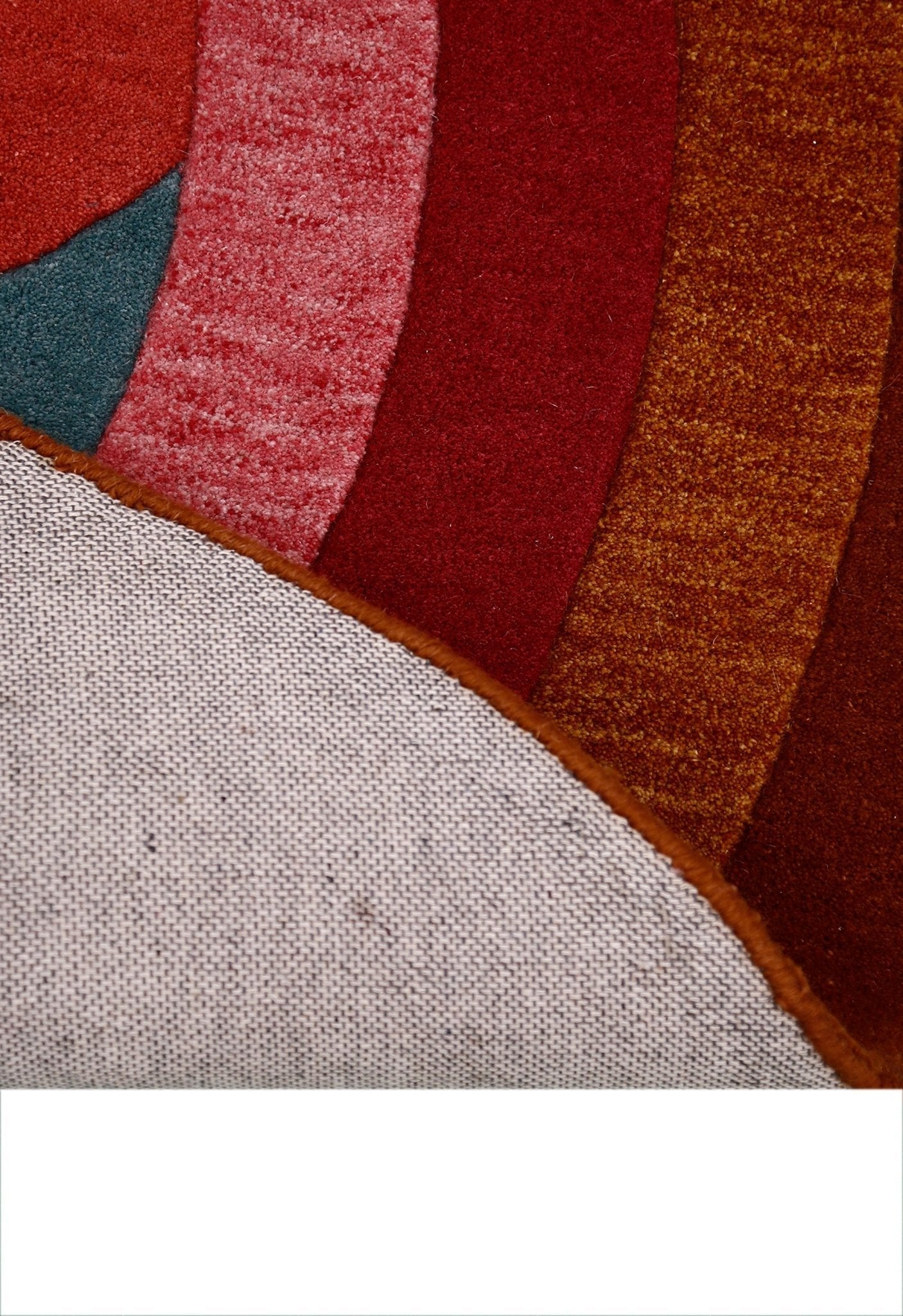Modern Twin Rings Multicolor Hand Tufted 5x7 Wool Rug