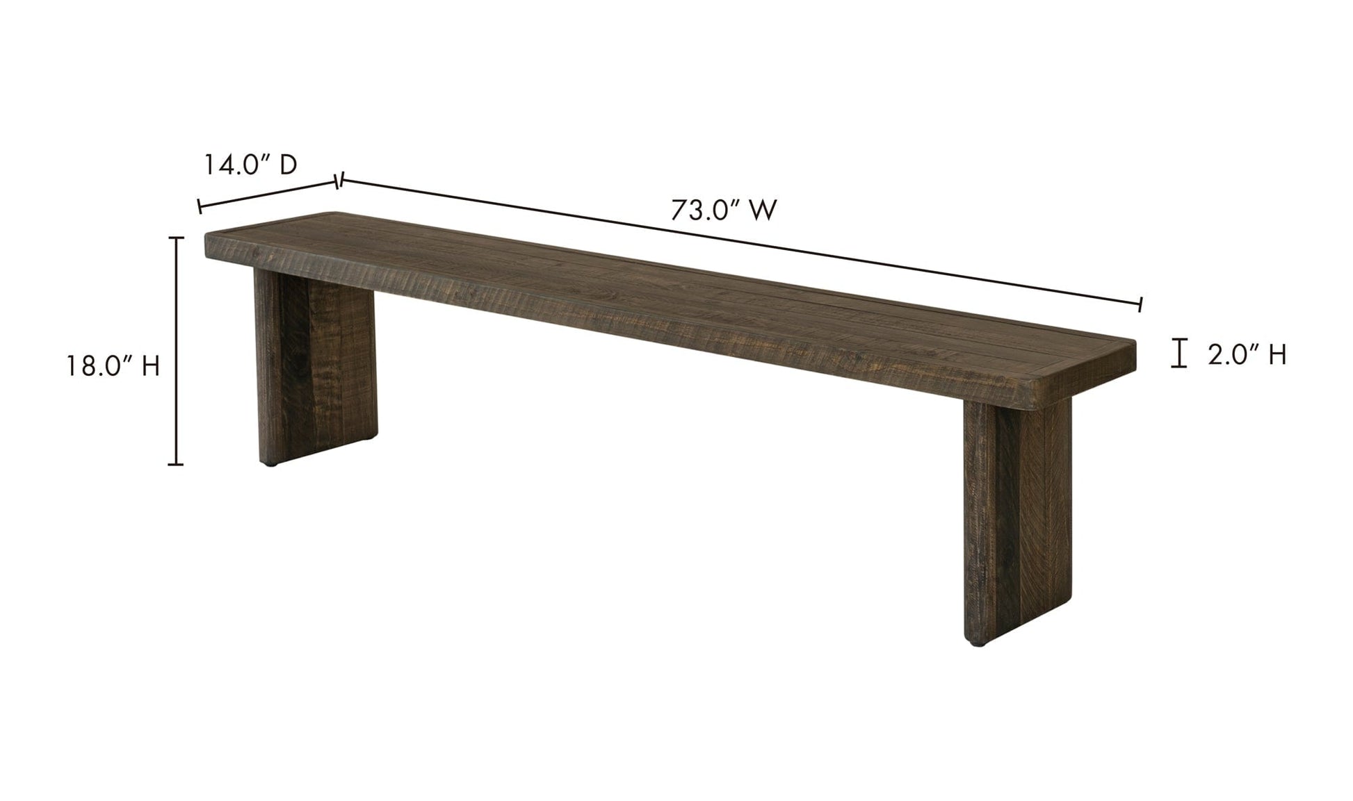 The Carpentry Shop Co. Monterey Bench Aged Brown Monterey Bench Aged Brown