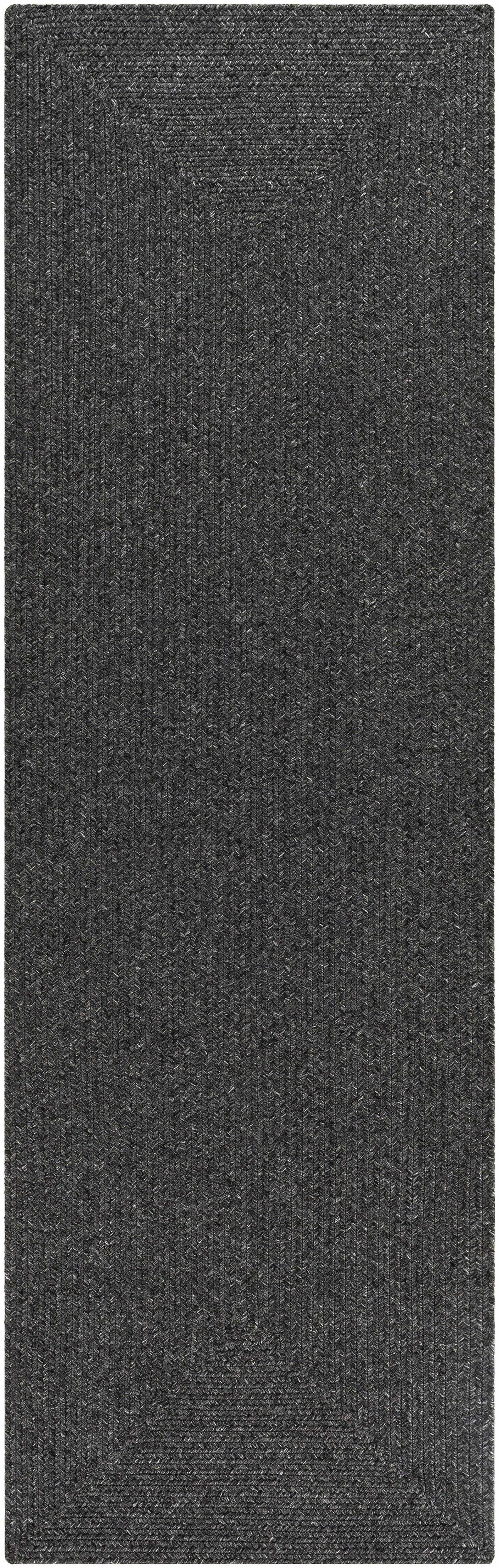 Black Braided Faux Jute Outdoor Rug.