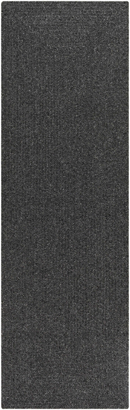 Black Braided Faux Jute Outdoor Rug.