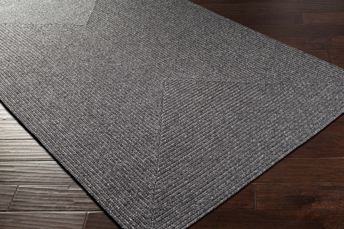 Black Braided Faux Jute Outdoor Rug.