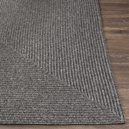 Black Braided Faux Jute Outdoor Rug.