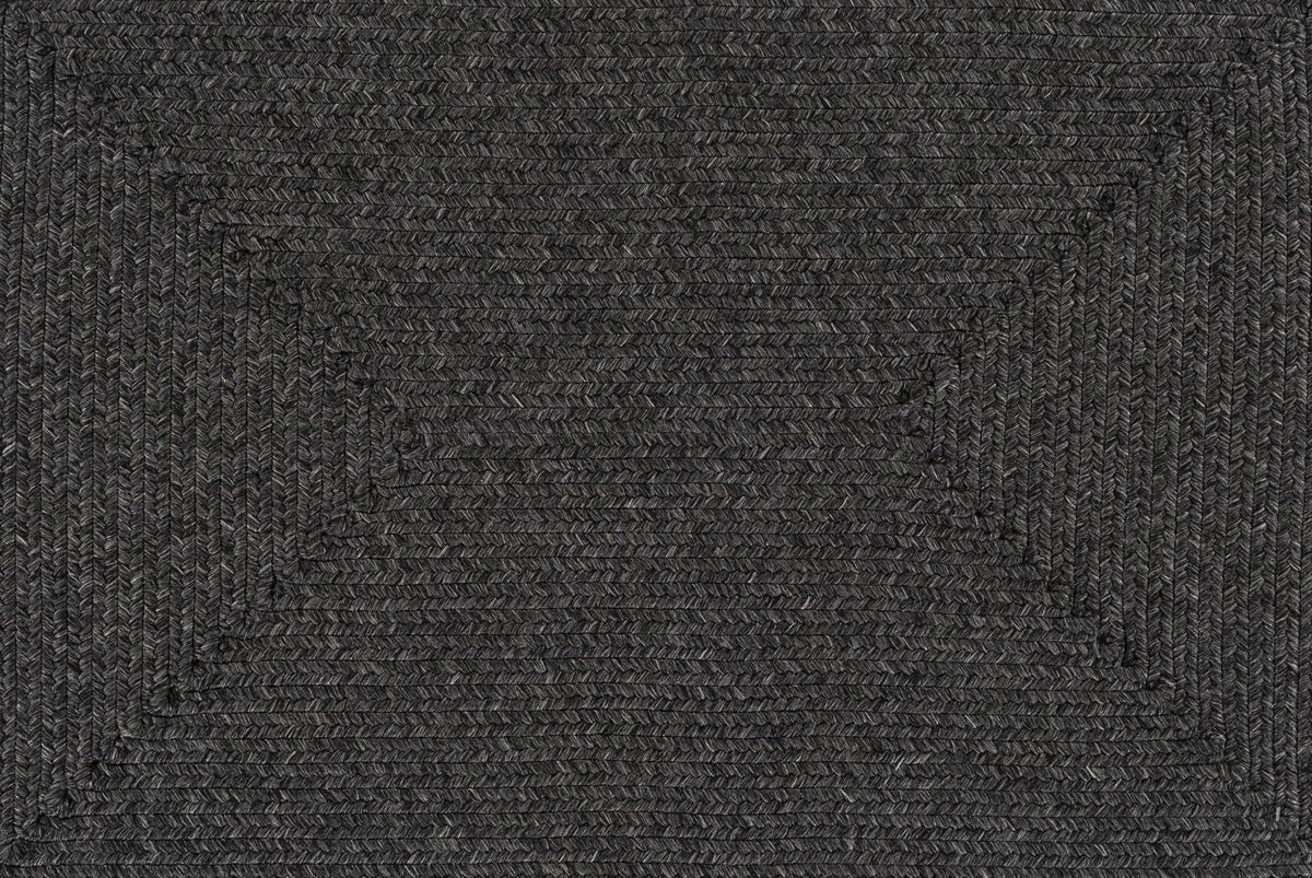 Black Braided Faux Jute Outdoor Rug.