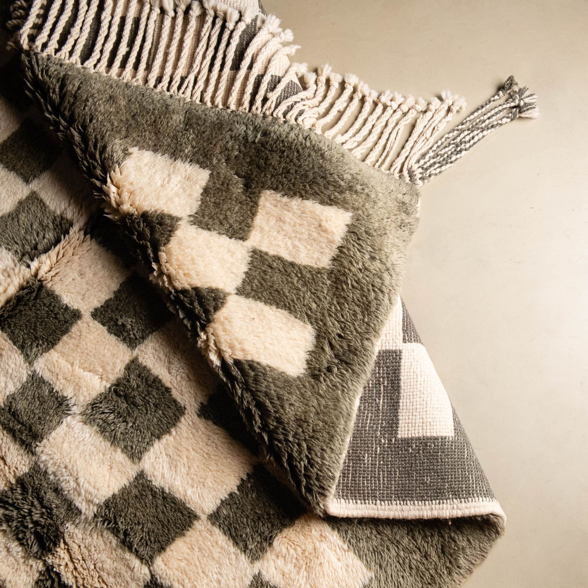 Benisouk mrirt rug Checkered Garden - Luxury Shag Moroccan Rug Checkered Garden - Luxury Shag Moroccan Rug
