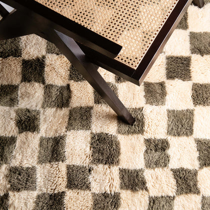 Benisouk mrirt rug Checkered Garden - Luxury Shag Moroccan Rug Checkered Garden - Luxury Shag Moroccan Rug