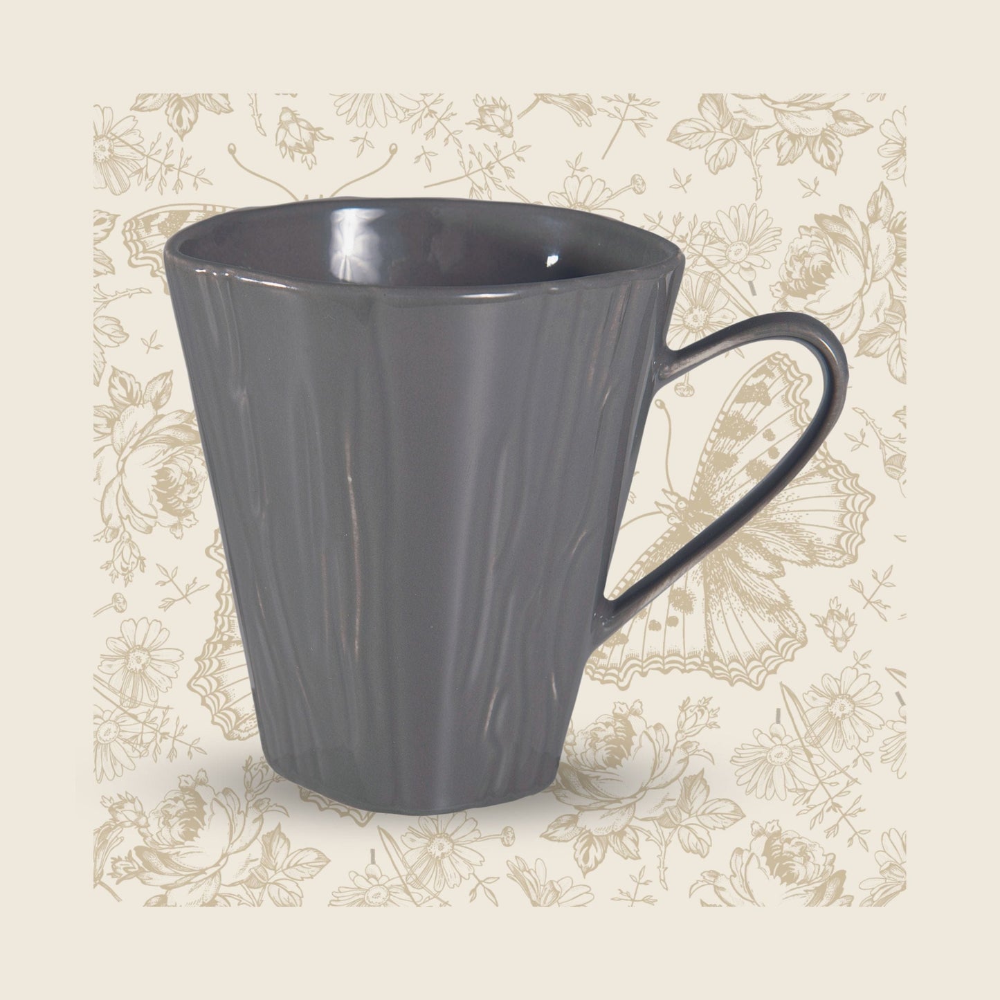 Pillivuyt Shop Mug 3.5" diam x 4" H - 9 oz - Set of 6 Teck Steel Grey Mugs, Set of 6