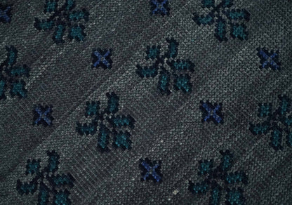 Gray and Blue Traditional Hand Knotted Antique Style low Pile Custom Made Wool Area Rug.