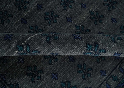 Gray and Blue Traditional Hand Knotted Antique Style low Pile Custom Made Wool Area Rug.