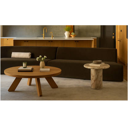 Naomi 3 Piece Concave Modular Sectional Dark Brown