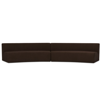 Naomi 2 Piece Concave Modular Sectional Dark Brown