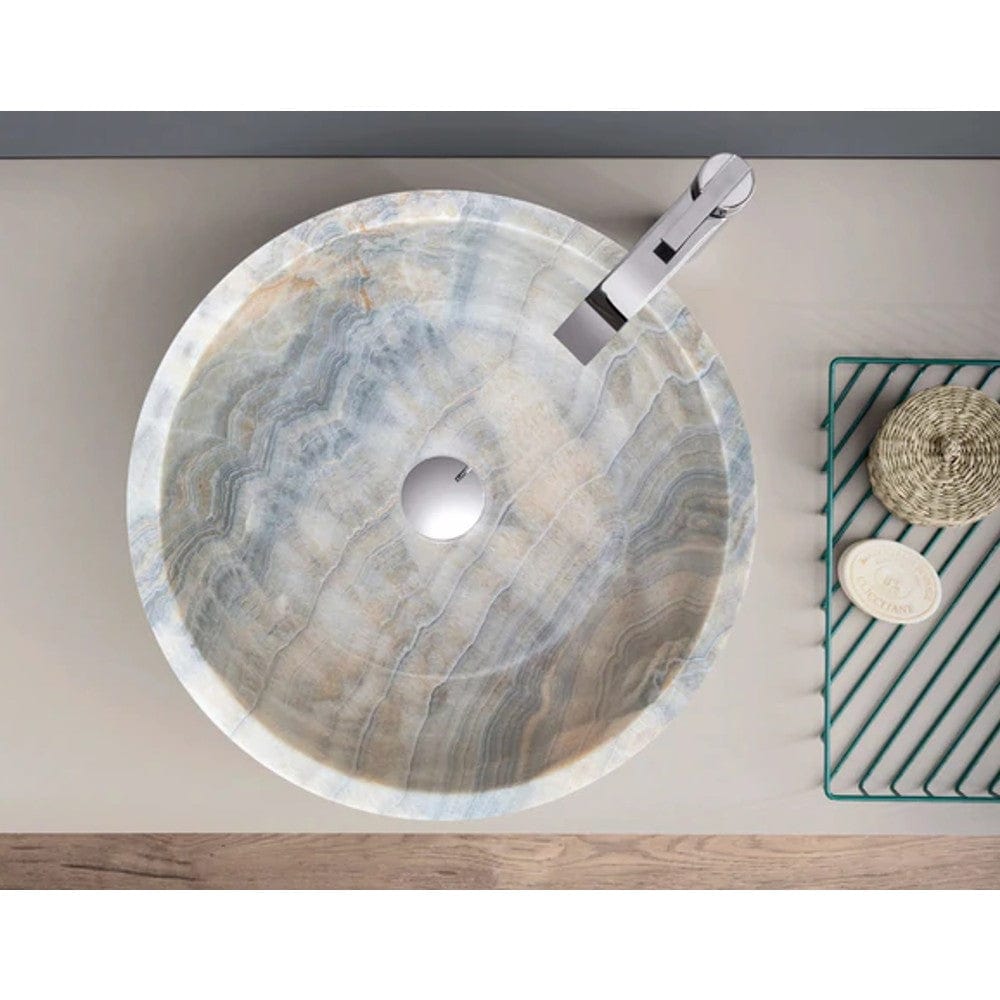 Natural Stone Bubble Gray Translucent Onyx Vessel Sink Polished (D)16 ...