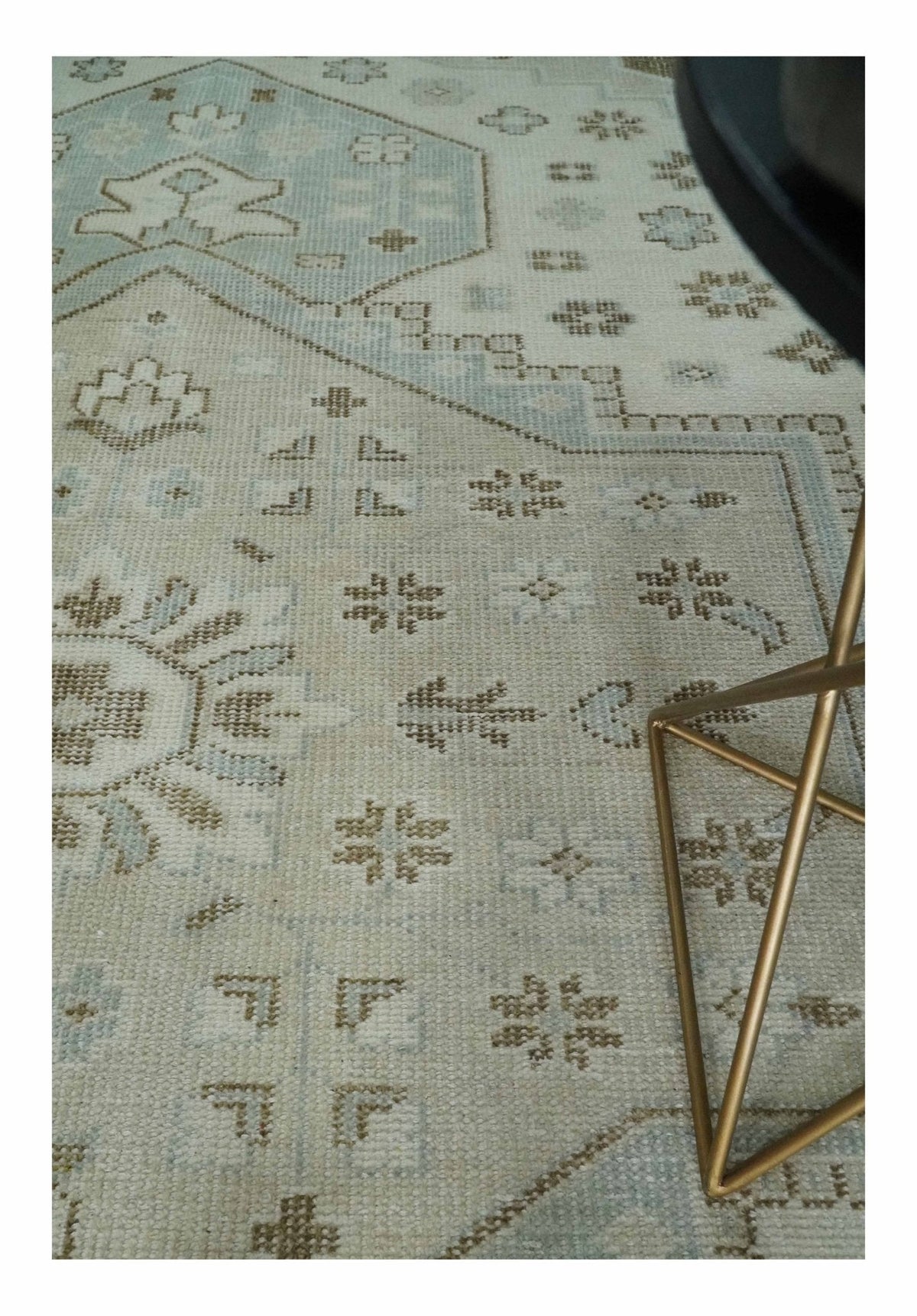 Neutral Ivory, Brown and Gray Hand knotted Traditional Multi Size wool Area Rug.