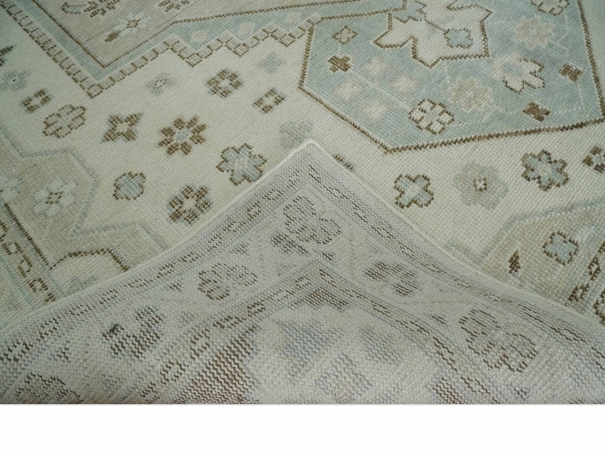 Neutral Ivory, Brown and Gray Hand knotted Traditional Multi Size wool Area Rug.