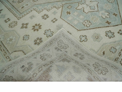 Neutral Ivory, Brown and Gray Hand knotted Traditional Multi Size wool Area Rug.