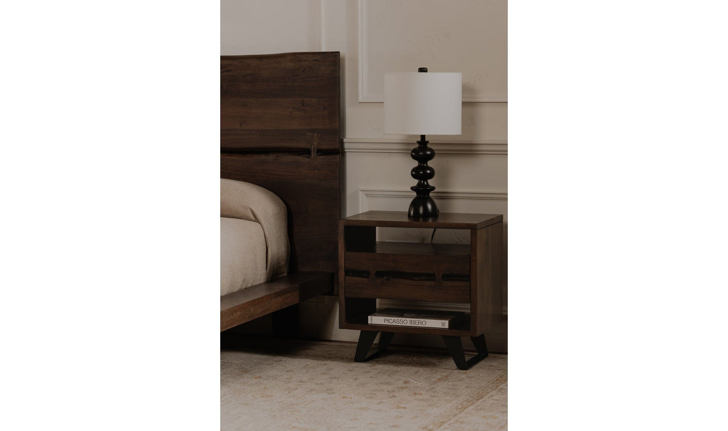 Moe's Home Collection Nightstands Madagascar Nightstand Dark Brown Madagascar Nightstand Dark Brown